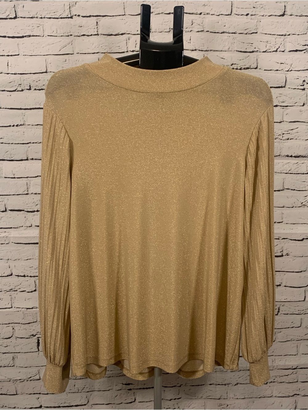 Chico's Gold Shimmer Long-Sleeve Top